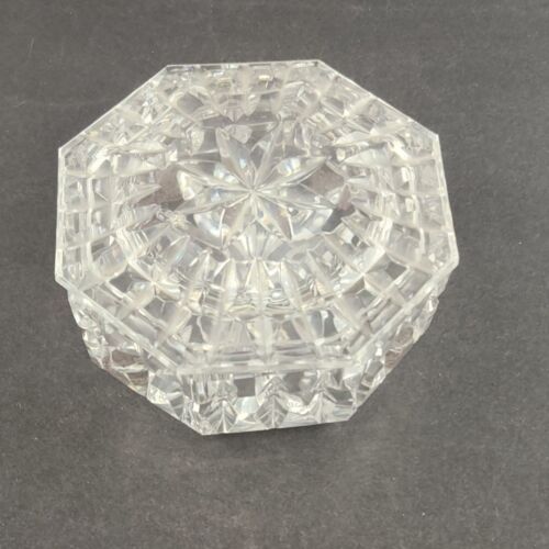 Waterford Crystal Glass Dish with Lid Octagon Shaped 5" Ireland Felt Pads Vtg