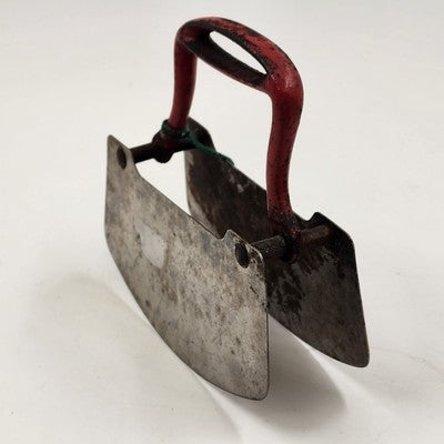 Acme Dual Blade Food Chopper Cast Iron Red Handle 5.25" Vintage Steel