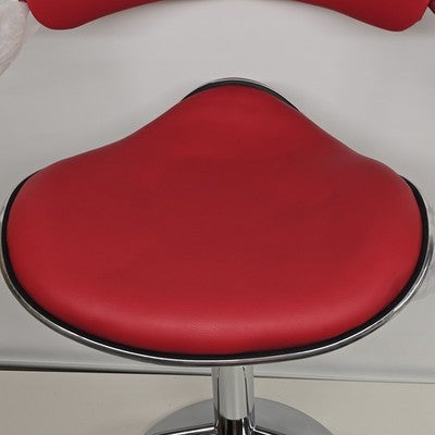 Red Adjustable Height Vinyl Bar Stool with Arms Chrome Footrest Pneumatic NOS