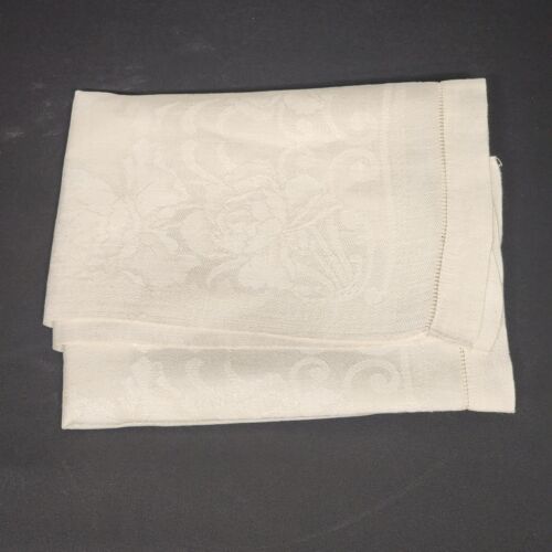 3 Linen Dresser Scarf Damask Cream Ecru Rose Runner Table Cover Doiley