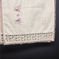 White Table Runner Embroidered Butterflies and Crochet Lace Edging Vintage 40"