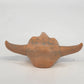 Handcrafted Ceramic Steer Skull 4" Orange Blue Glaze Bull Horns Folk Figurine