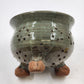 Handmade Pottery Berry Colander Strainer Green Studio Artisan Signed 7"