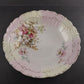 Scalloped Floral Serving Bowl Yellow Pink Hue Gold Hand Painted Leaves Trim Vtg