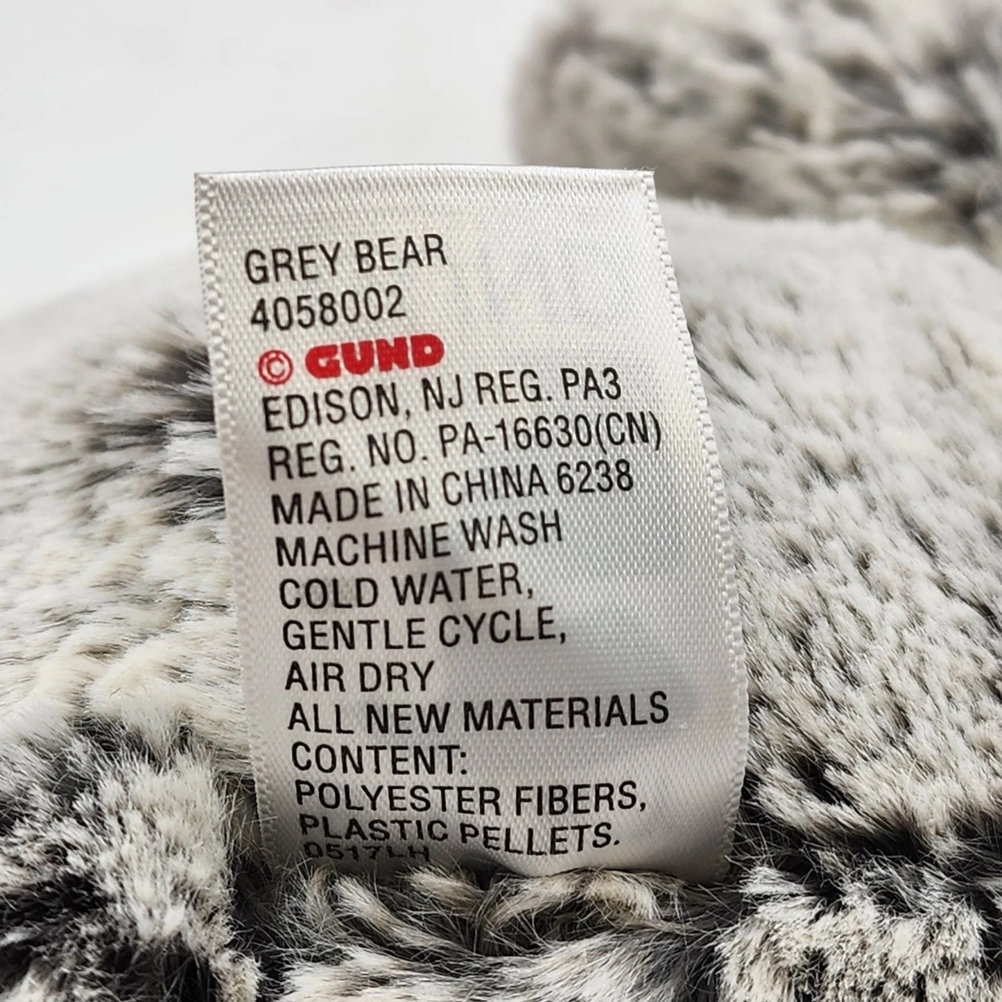 Baby Gund Super Soft Teddy Bear Plush Small Gray Stuffed Animal 7.5" NWT China