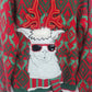 Holiday Time Llama Ugly Christmas Sweater Red Fair Isle 3D Novelty Large 42-44