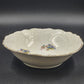 White Serving Vegetable Bowl w Blue Flower Floral Gold Scalloped Edge Embossed