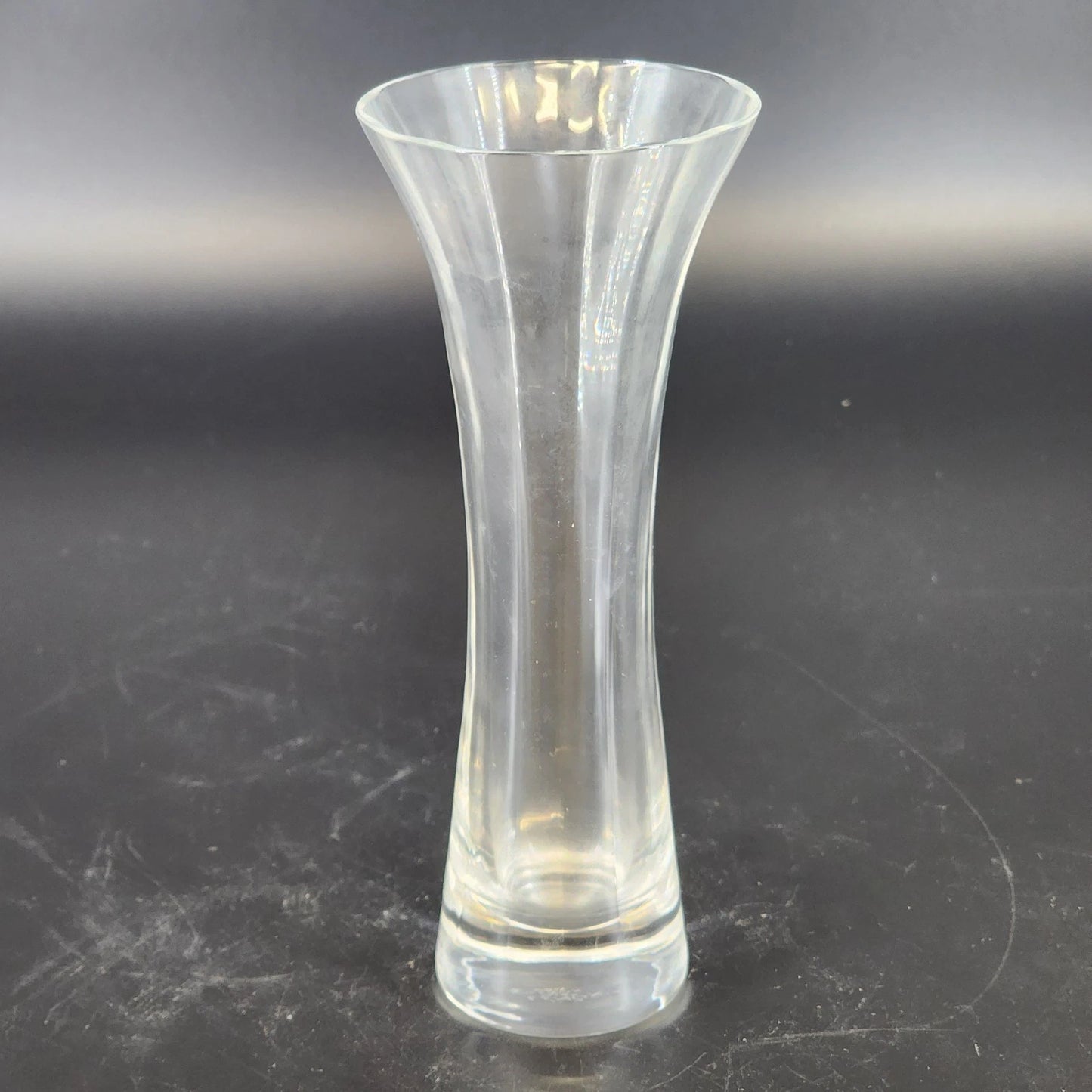 Vintage Lenox Optika Full Lead Crystal Bud Vase Clear Swirl 7 Inch