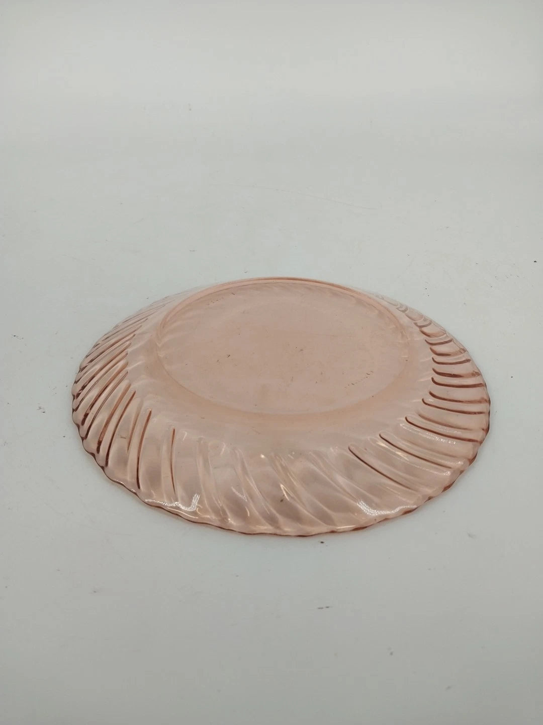 Fortecrisa Pink Swirl Ribbed Glass Salad Plate 7” MCM Tableware Mexico Vintage