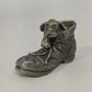 Little Gallery Dog in Shoe Pewter Figurine Kraczkowski 2" 1980 Vintage