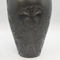 Black Pottery Vase Incised Floral Double Handle Amphora Urn 14" Unmarked
