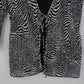 Essentials by Milano Zebra Print Pleated Blouse Women's M 3/4 Sleeve Front Tie