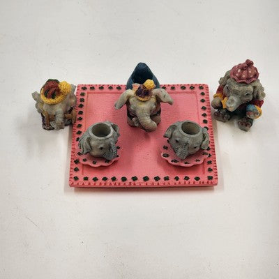 Popular Imports 8pc Miniature Tea Set TMI/ELE Polystone Resin Decorative 1994