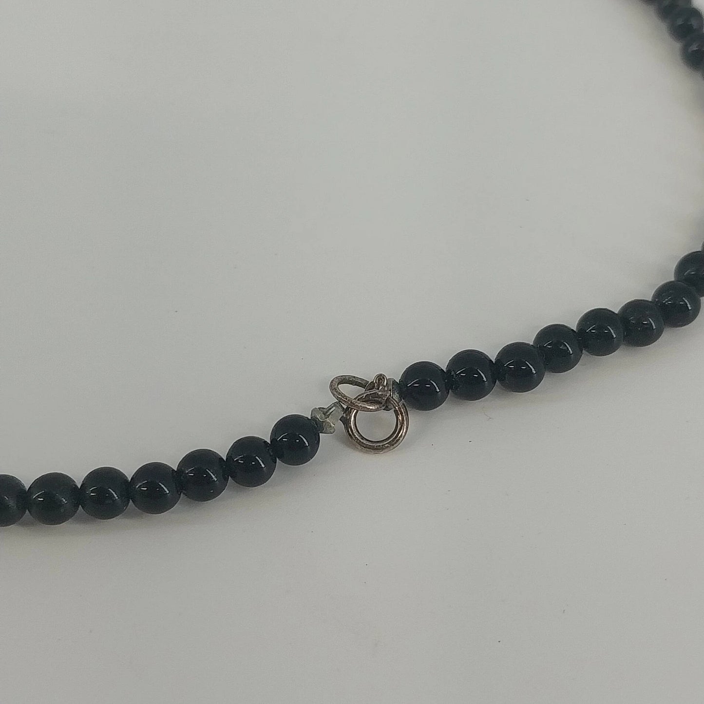 Vintage Sterling Silver Black Onyx Teardrop Necklace 16 Inch