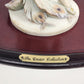 Lady Holding Peacock Table Lamp With Domed Glass Beaded Shade Art Deco Style 24"