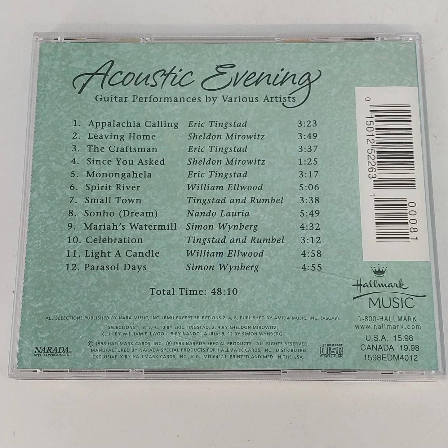 Hallmark Acoustic Evening CD Various Artists Beautiful Guitar Music 1998 New Age