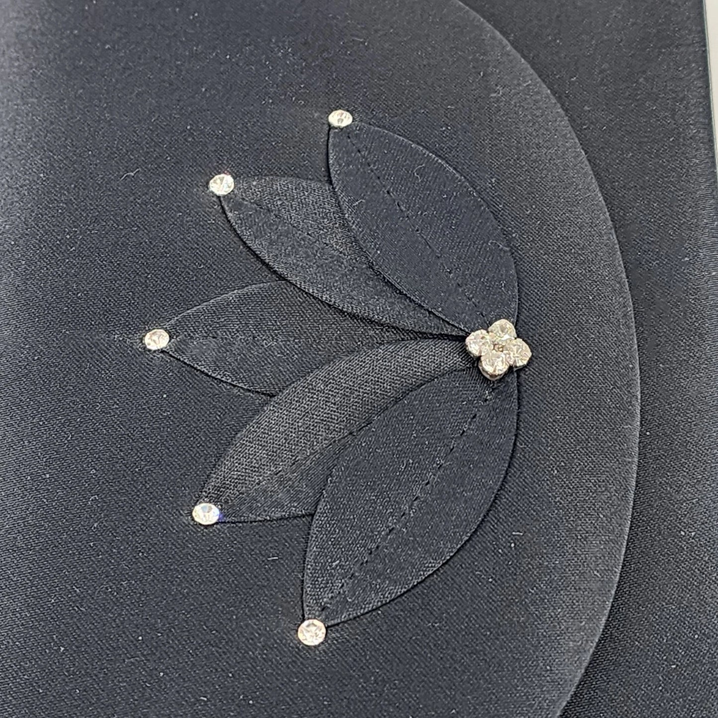 Nina Ricci Paris Black Evening Bag Rhinestone Flower Braided Strap Purse Unused