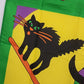 Halloween Yard Flag 30x41" Flying Witch on Broom Black Cat Outdoor Garden Banner