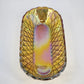 Amber Iridescent Carnival Glass Oval Serving Bowl Scalloped 10.5