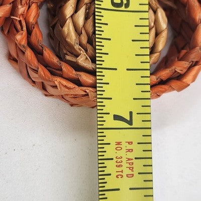 Set of 2 Vtg Straw Rattan Woven Trivets 7" Braided Kitchen Hot Pads Boho Decor