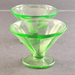 Set of 2 Depression Glass Footed Dessert Bowl Vintage Green Tinted Vaseline