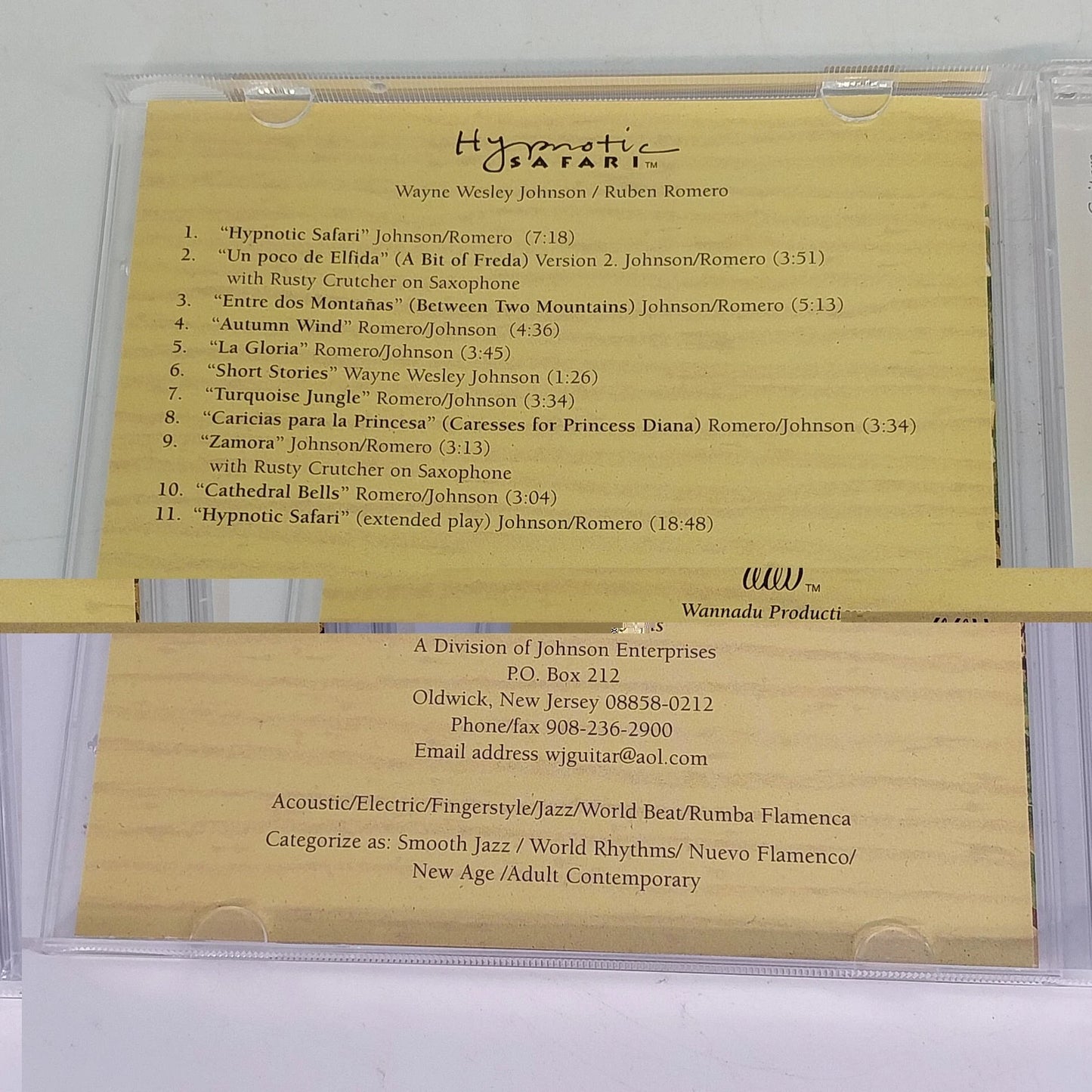 Wayne Wesley Johnson Ruben Romero Hypnotic Safari CD New Age World Jazz