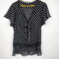 Style & Co Tunic Top Women 14 Black White Polka Dot Long Sleeve Blouse Polyester