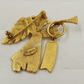Danecraft Gold Tone and White Enamel Noel Angel Brooch Lapel Pin Signed Vintage