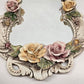 Large Capodimonte Porcelain Mirror Dresser Vanity Tray Roses Hour Glass Shape