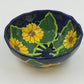 Mexican Folk Art Pottery Serving Bowl 8”x3" Talavera Sunflowers and Leaf Design