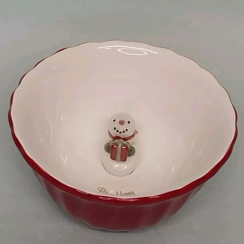 Grasslands Road BE MERRY Snowman Candy Bowl Red Outer White Inner 5.75" x 3"h