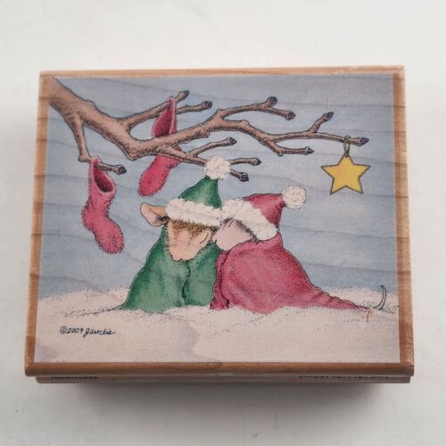 Stampabilities Santa's Little Helper Cuddly & Warm Wooden Mounted Rubber Stamps