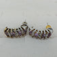 Purple Clear Marquise Crystal J Hoop Earrings Silver Tone Post Back Vintage