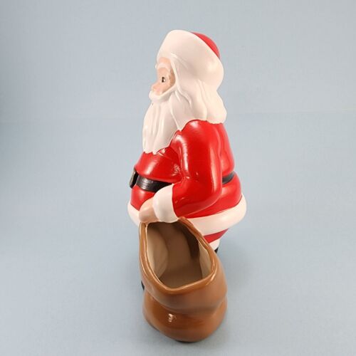 Ceramic Santa Figurine Football Bag Hand Painted 9.75 Inch