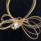 Gold Tone Wire Angel Brooch Pin w Faux Pearl Head Vintage 1990s Christmas Motif
