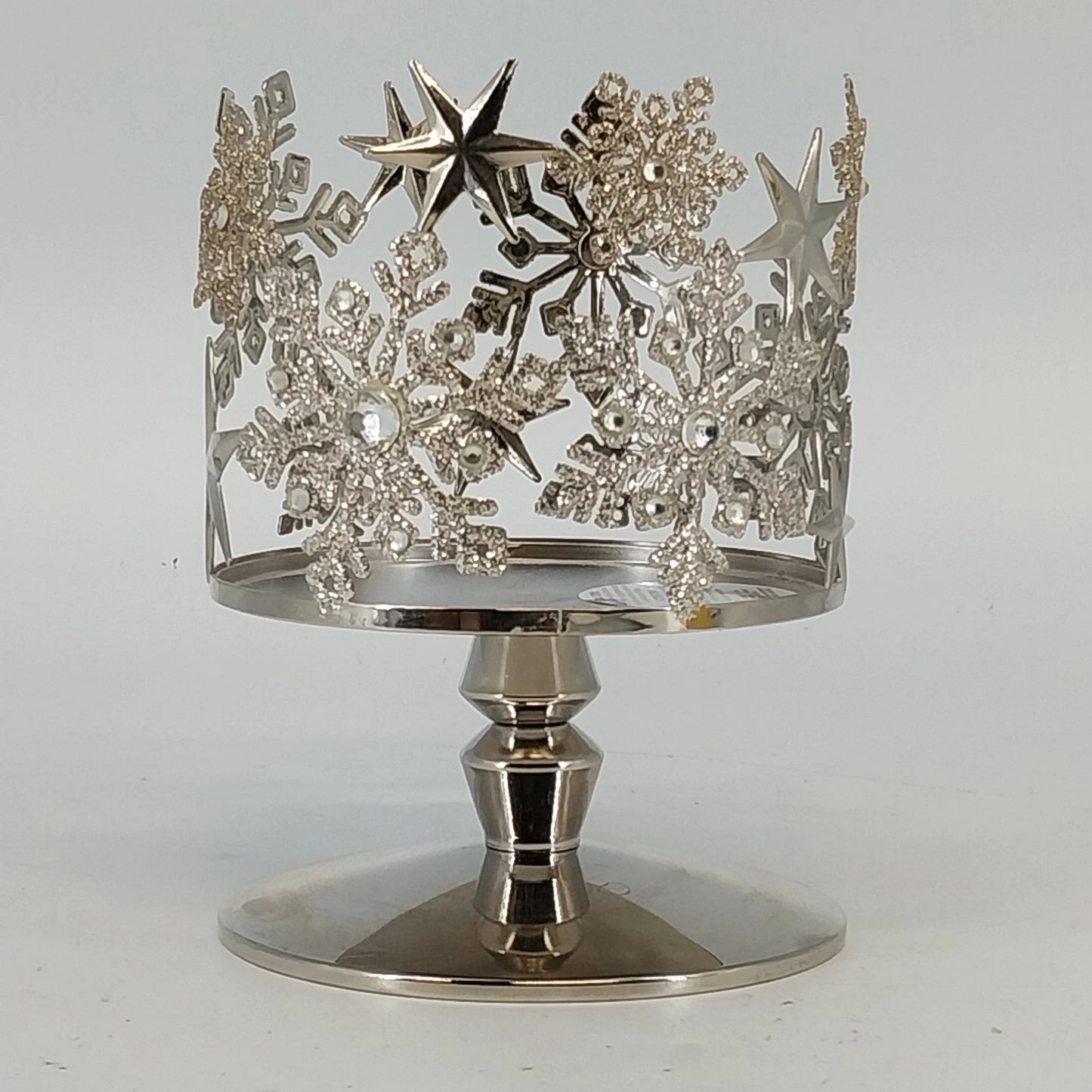 Bath and Body Works Snowflake 3 Wick Candle Holder Silver