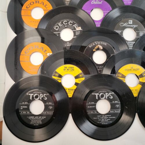 25 Rock & Roll Pop Childrens and Country 50's 45 RPM 7" Vinyl Records No Sleeves