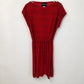 Strait Lane Red Plaid Dress Self-Tie Waist Women's 14 Short Sleeve Polyester 41"