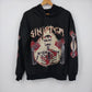 Romwe Men's Sinister Grunge Hoodie Black Poly Knit Streetwear Graphic Goth Sz M