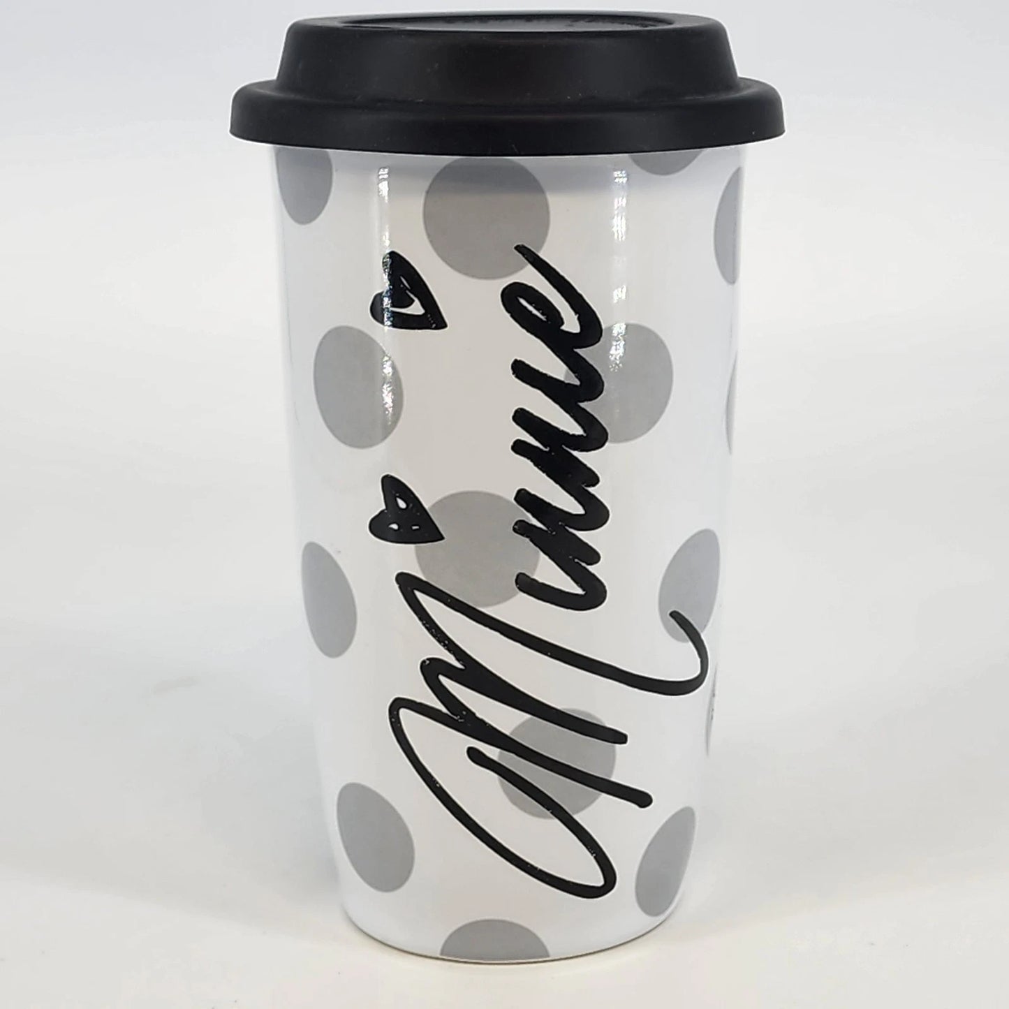 Disney Minnie Mouse Travel Tumbler Ceramic 16 oz Black & White with Silicone Lid