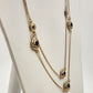 Avon Gold Tone Double Strand 15" Necklace with Black Onyx & Gold Tone Accents