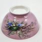 Pink Porcelain Footed Bowl Birds Nest Blue Flowers Gold Trim 6.25" Kitchen