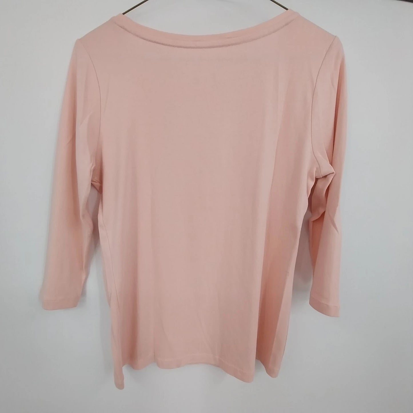 Talbots Petites Light Pink Boat Neck Top Women SP Pima Cotton 3/4 Sleeve 21"