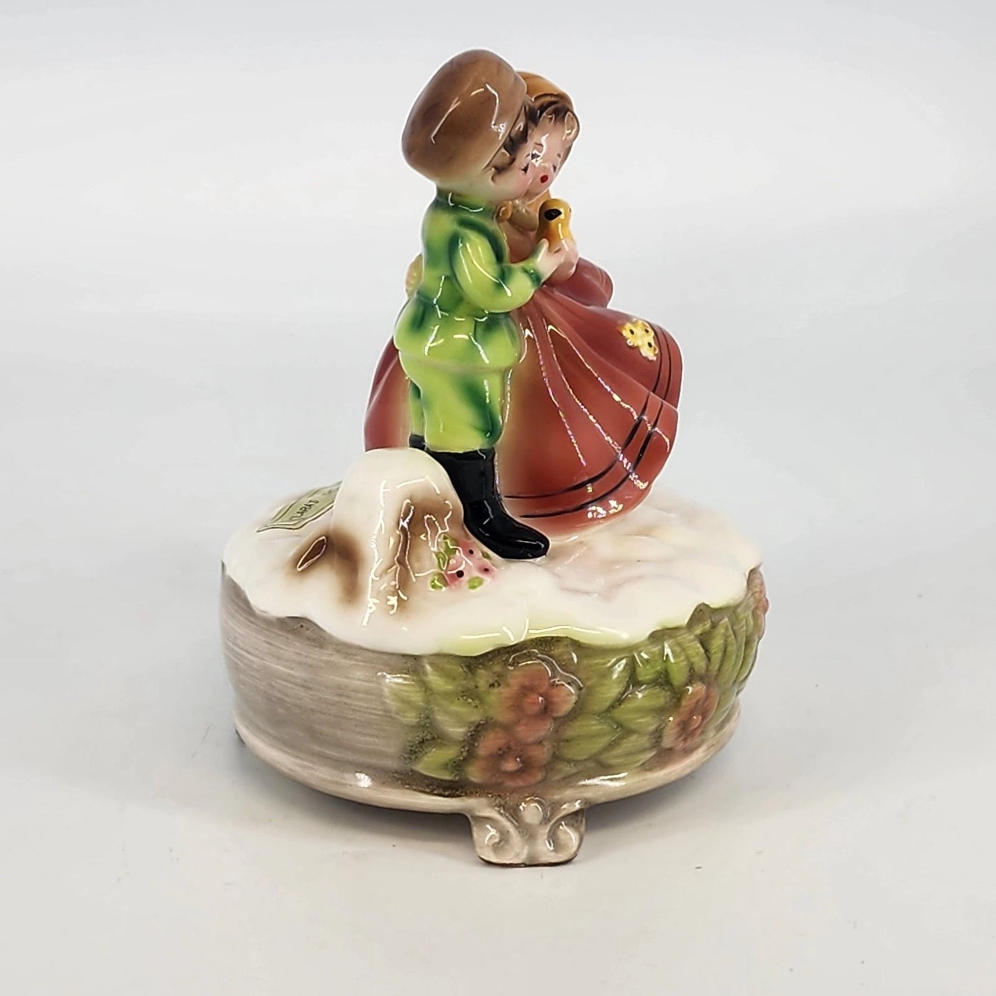 Josef Originals Music Box Figurine Lara's Theme Young Couple Bird Plays Vintage