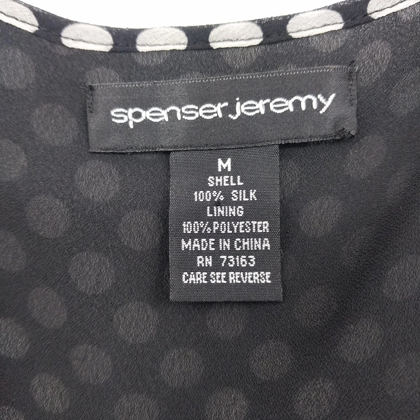 Spenser Jeremy Silk Polka Dot Wrap Front Blouse Womens M Sleeveless Ruffle Hem