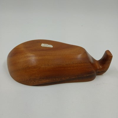 Hand Carved Monkey Pod Pear Shaped Teak Smooth Wood Bowl Philippines 5" x 9"