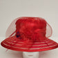 Women's Red Dressy Hat Banded Silk Bows Wedding Church Derby 100% Straw Vintage