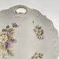 White Porcelain Platter Purple Floral Scalloped Edge Handles 9.5"