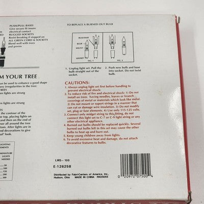 Fabri-Centers 100 Clear Mini Christmas Lights Super Bright String to String NIB