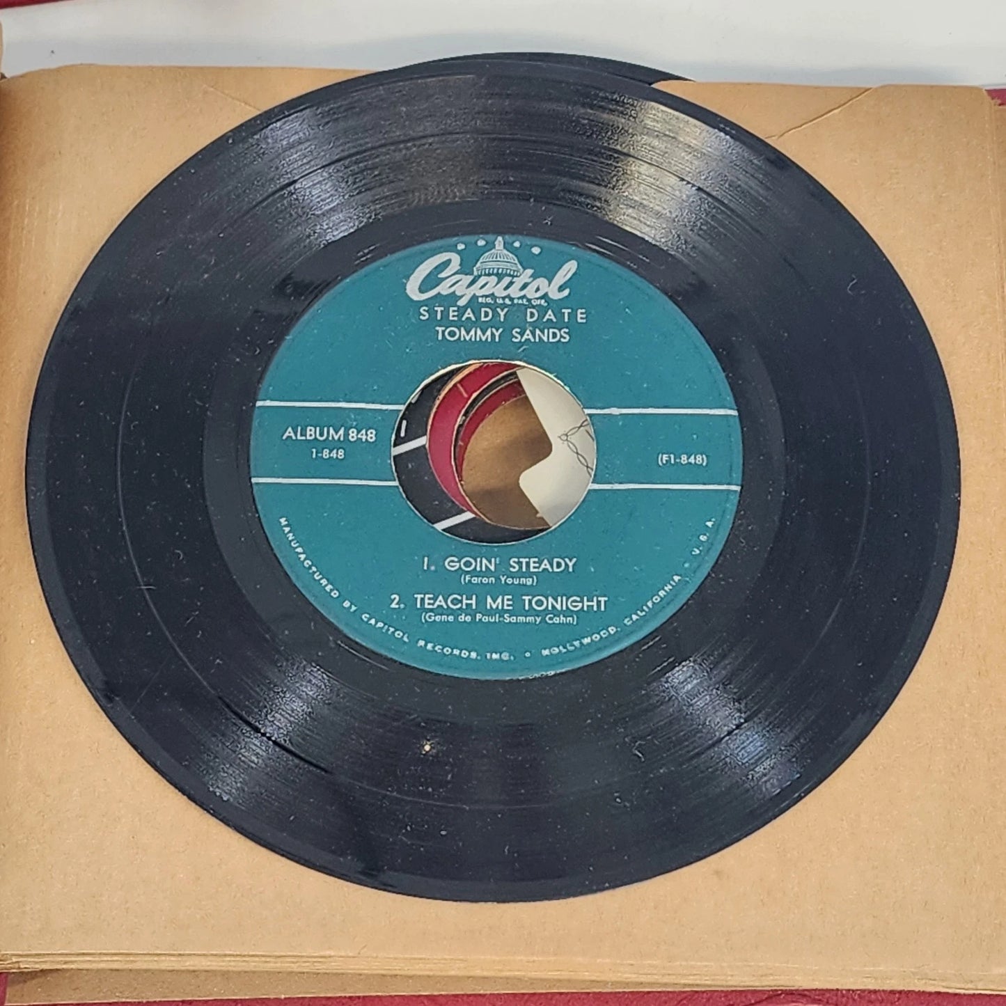 14 pc 45RPM Vinyl Record Lot Various Capitol Mercury Coral 1950s Bound Album Vtg